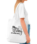 She Is Strong Tote Bag – Proverbs 31:25